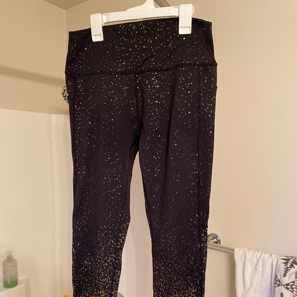 Curves N Combatboots Gold Shimmer ombre leggings-L